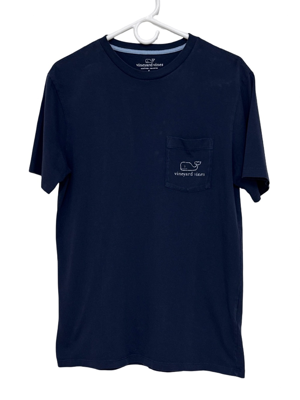 Vineyard Vines White Pocket T-Shirt Small Navy